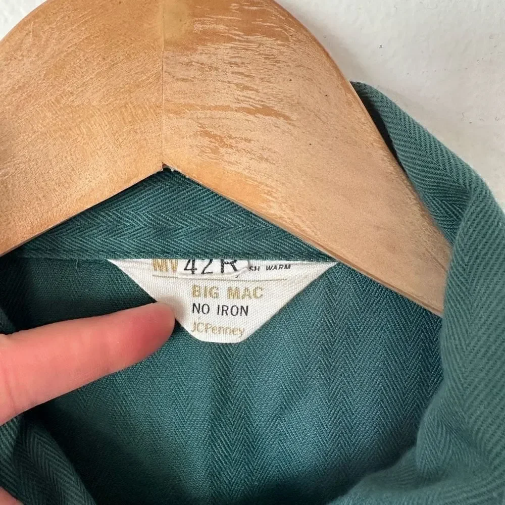 Big Mac JCPenney Vintage RARE Color Men’s Teal Green Mechanic Work Coveralls Jum - Picture 3 of 15